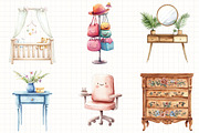 Watercolor Home Furniture Clipart, an Illustration by Libby Wishes (Thumbnail 2 of 7)