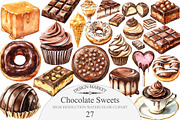 Watercolor Chocolate Sweets Clipart, an Illustration by Design Market (Thumbnail 1 of 4)