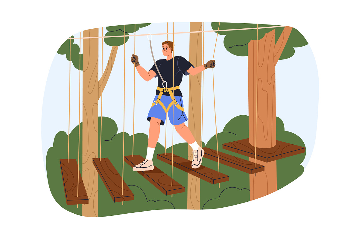 People climbing in rope park set, a Sport Illustration by Good Studio (Photo 18 of 25)