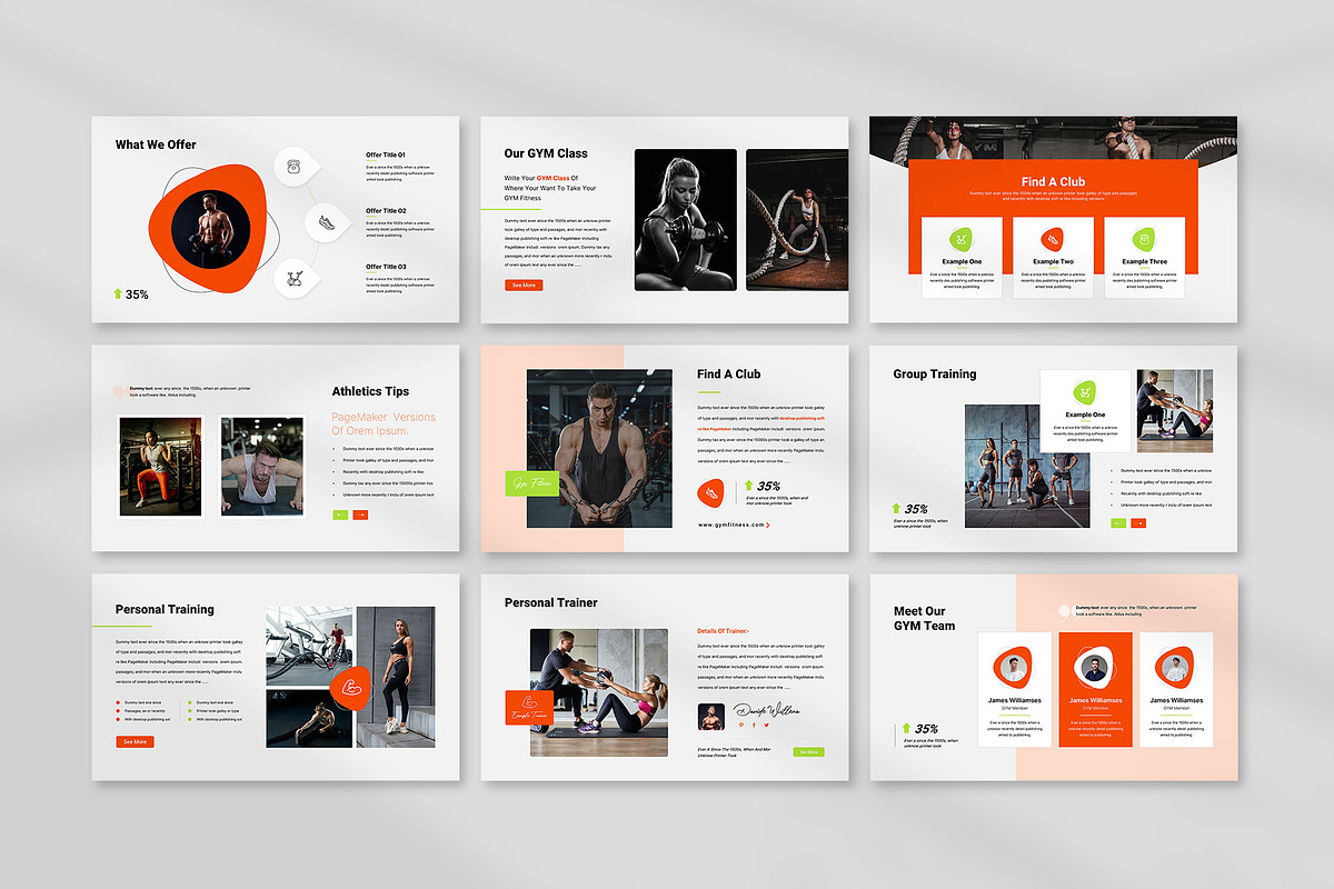 Gym & Fitness Presentation Template, a Presentation Template by KreateTribe (Photo 2 of 5)