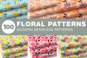100+ Floral Seamless Patterns Bundle