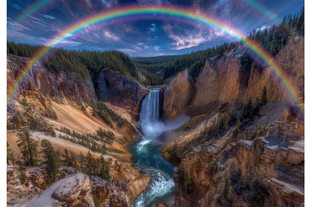 A vertical depiction of Lower Falls, a Nature Photo by ZinetroN