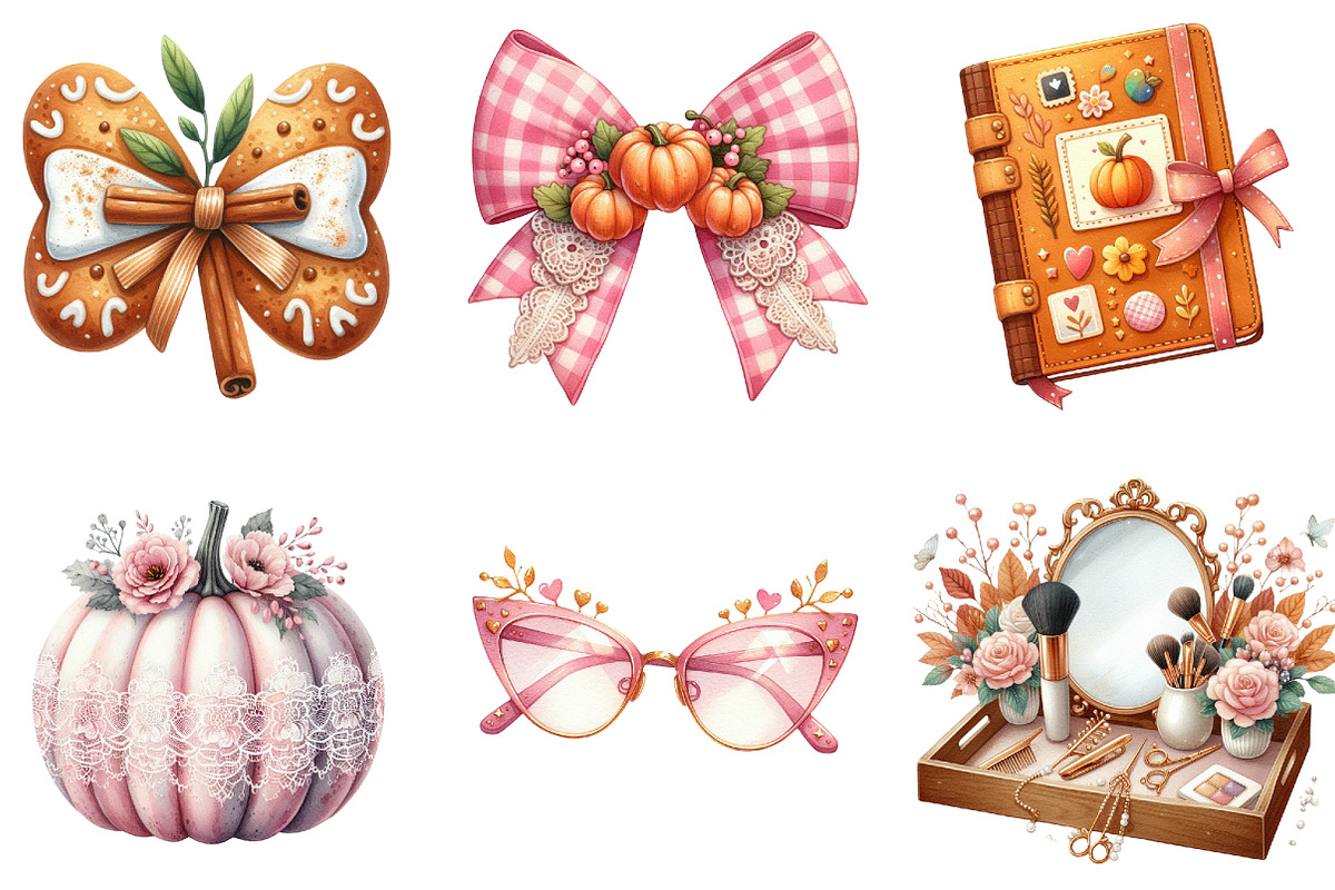 Cute Coquette Autumn Clipart, an Illustration by DreamArtGraphic (Photo 2 of 5)