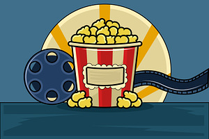 Popcorn and film reel vector design, a Decorative Illustration by zyxroun shop