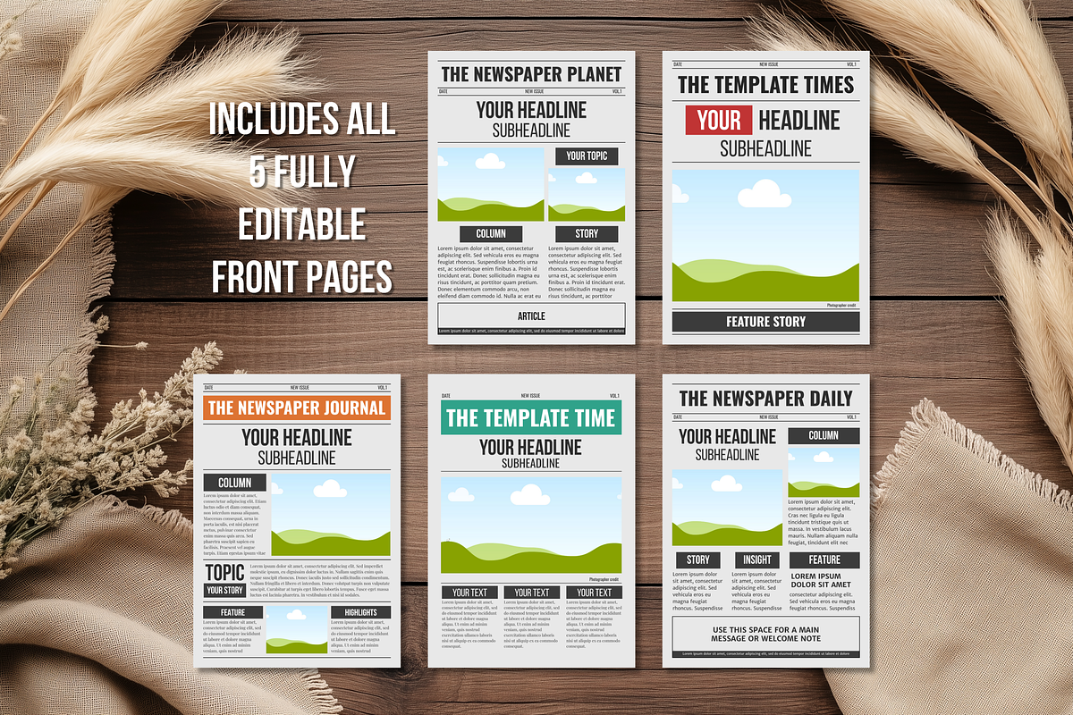 Front Page Newspaper template bundle, a Magazine Template by ZoloDesignHub (Photo 2 of 8)