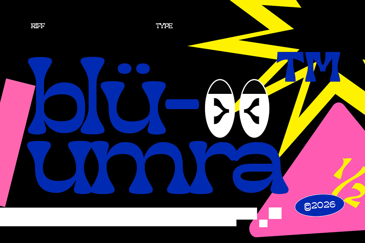 Bluumra - Playful Retro Pop Font, a Font by riff.type (Photo 1 of 10)