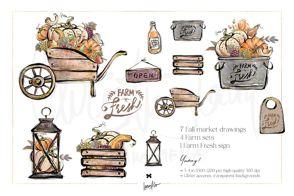 Fall Farm Market Clipart Autumn PNG, a Seasonal Illustration by KaramfilaS (Photo 9 of 11)