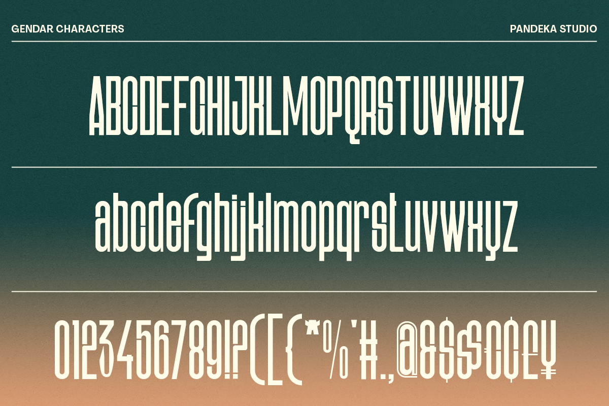 Gendar - Condensed Font Family, a Sans Serif Font by Pandeka Studio (Photo 11 of 12)