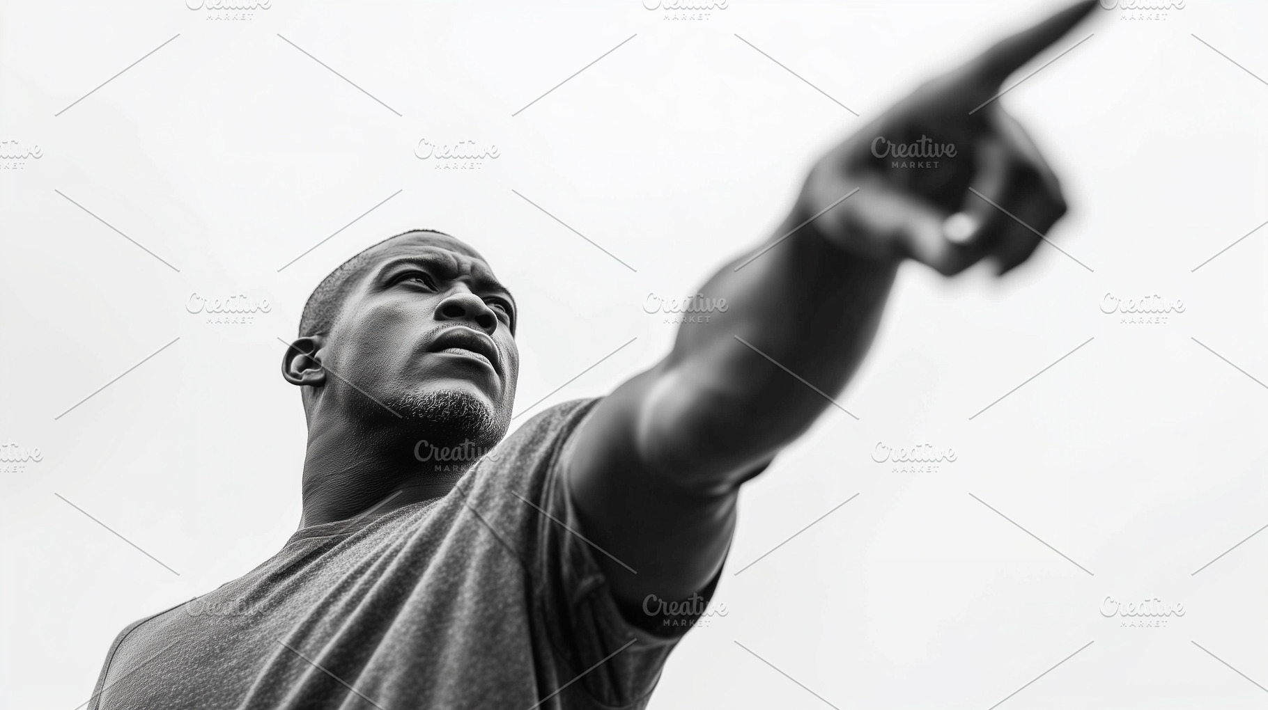 Strong, determined black man points, a Person Photo by MistyDay