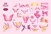 Wings of Romance Watercolor, a Seasonal Illustration by CreativeValuation (Thumbnail 2 of 11)