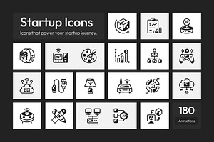 Animated Startup Icons Art Set, a Solid Icon by Prosymbols