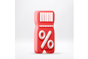Red 3d coupon icon with percent, an Object Illustration by Abscent