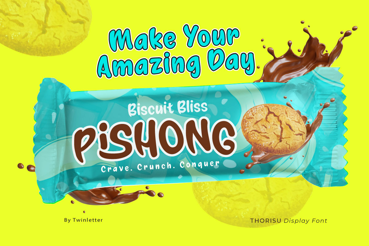 Thorisu - Snack Display Font, a Handwritten Font by twinstd (Photo 4 of 9)