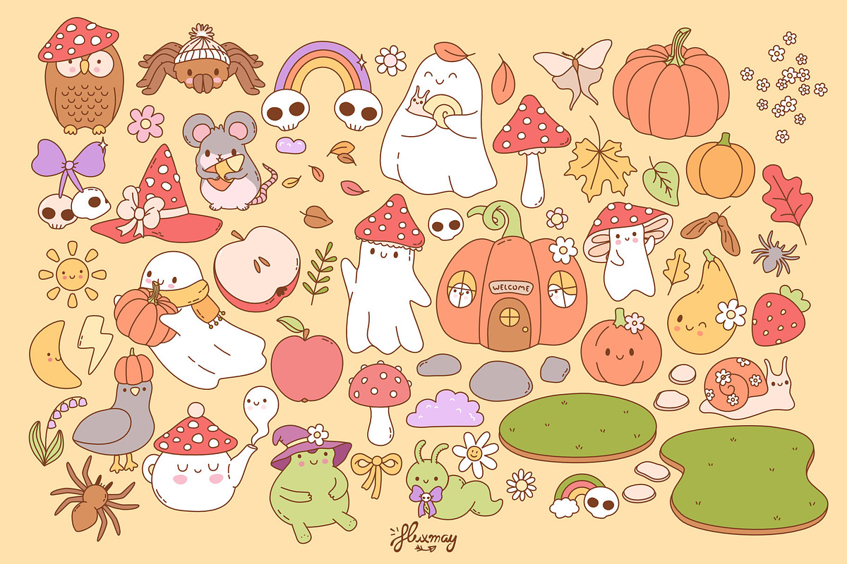 Haunted Cottagecore Halloween Bundle, a Seasonal Illustration by Huxmay (Photo 3 of 7)