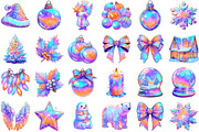 Iridescent Christmas Clipart Bundle, an Illustration by Sublimation Artist (Thumbnail 2 of 6)