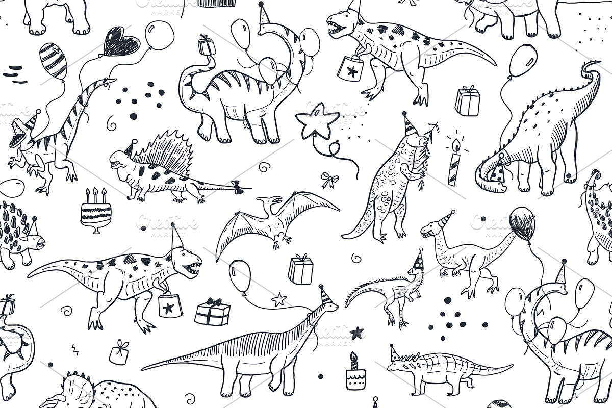 Dinosaur Birthday Party, a Pattern Graphic by GooseFrol (Photo 10 of 12)