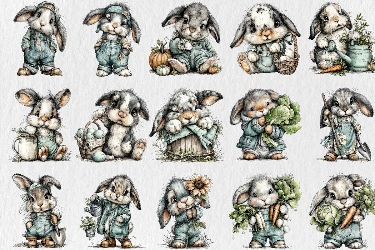 Farm Bunny Clipart, an Animal Illustration by Rose Art (Photo 2 of 6)