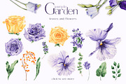 Watercolor Flowers Set Purple Garden, a Decorative Illustration by ViktoriyaD (Thumbnail 2 of 14)