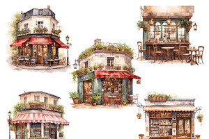 Watercolor Cozy Cafe Clip Art