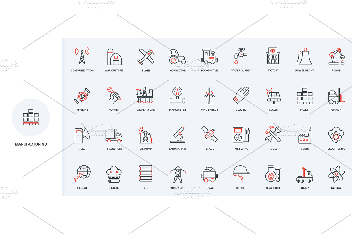 Industry machinery robots icons, an Illustration by Lemberg Vector