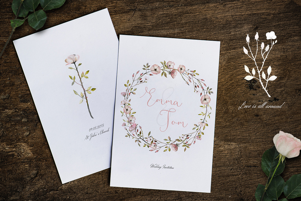 Autumn Rose Watercolor Set, a Decorative Illustration by Bibela (Photo 3 of 11)