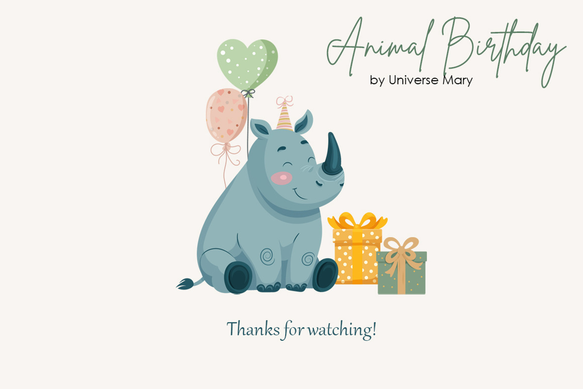 Cute Animal Birthday Vector Set, an Animal Illustration by Universe Mary (Photo 8 of 8)
