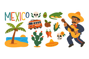 Mexican culture set with mariachi, an Object Illustration by GraphiShop