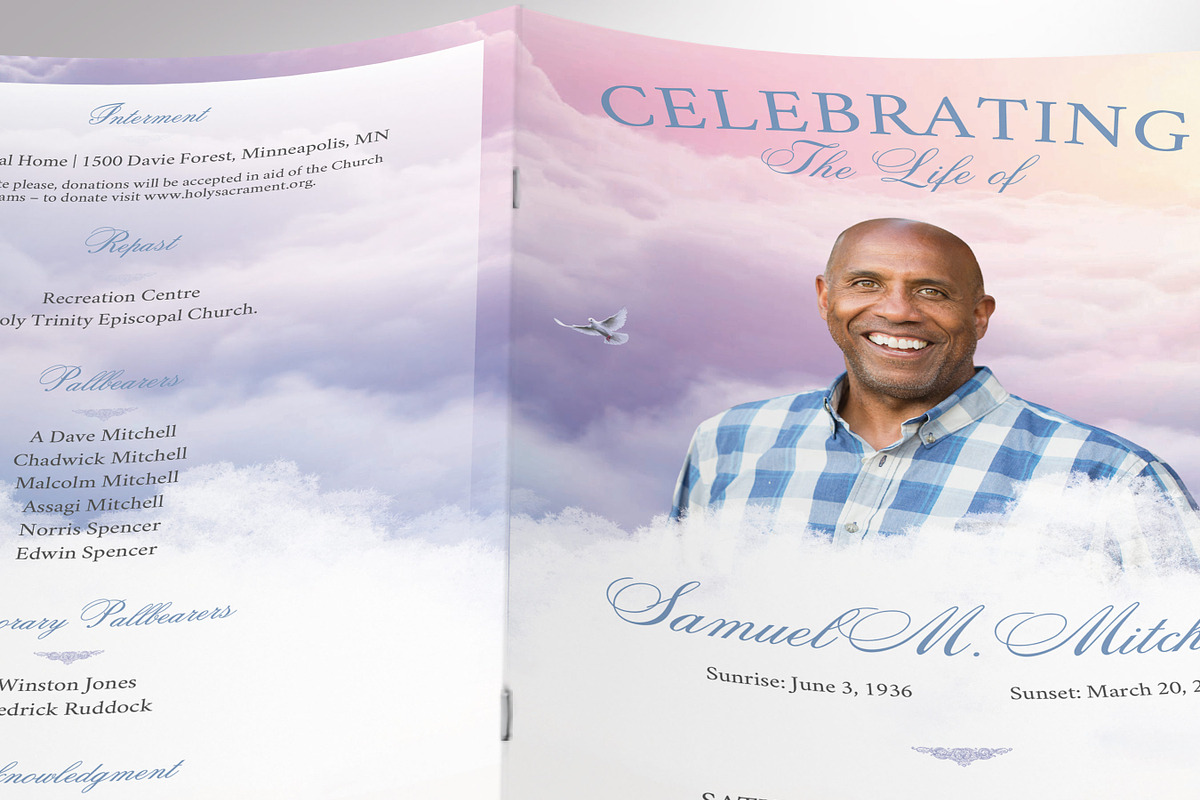 Heavenly Funeral Program Template, a Brochure Template by Four C Graphic (Photo 9 of 10)