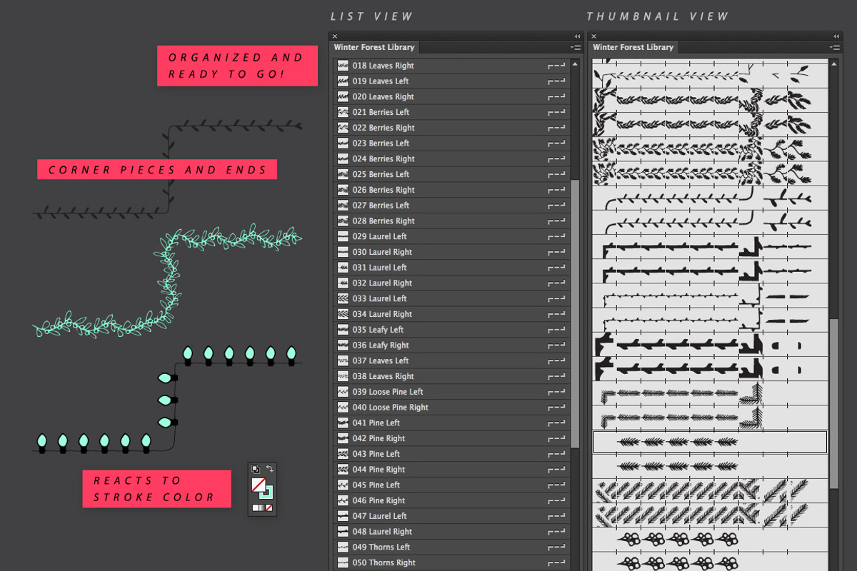 Winter Forest Illustrator Brushes preview 3