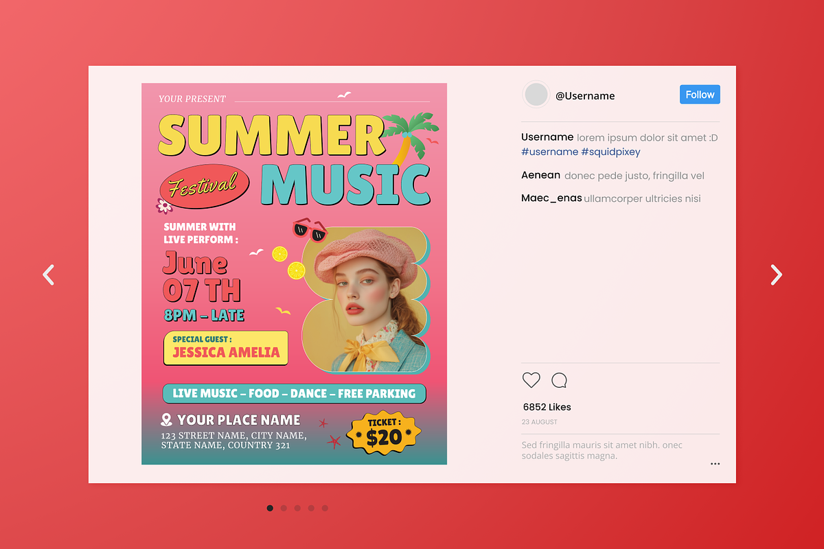 Retro Summer Music Flyer Set, a Flyer Template by SquidPixey (Photo 4 of 5)
