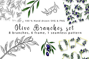 Olive branches set