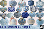 Blue Grandmillennial Pumpkin Clipart, an Illustration by SVGArt (Thumbnail 1 of 8)
