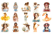 Dreamy Summer Girl Clipart Set, an Illustration by Craft Nest (Thumbnail 3 of 4)