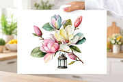 Watercolor Magnolia Flower Clipart B, an Illustration by SVGArt (Thumbnail 3 of 9)