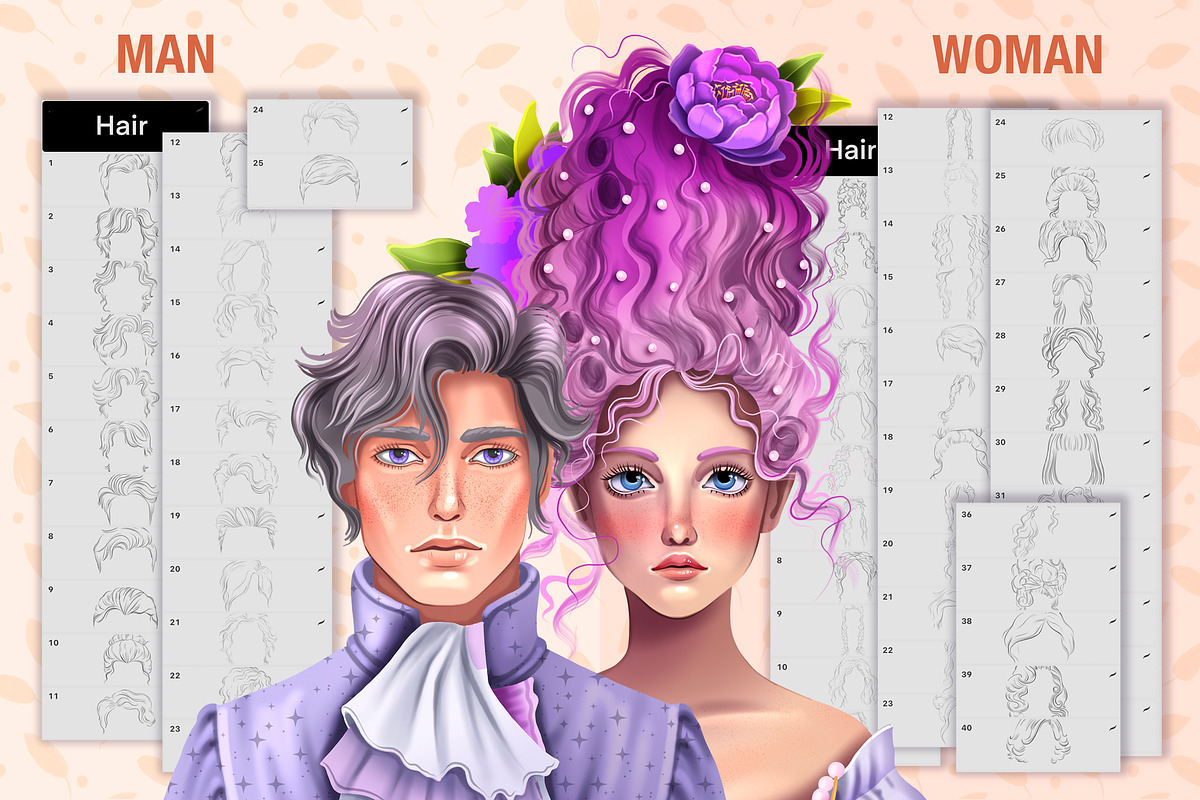 PROCREATE VINTAGE CHARACTER CREATOR, a Brush Add-On by AlexandraArt (Photo 7 of 11)