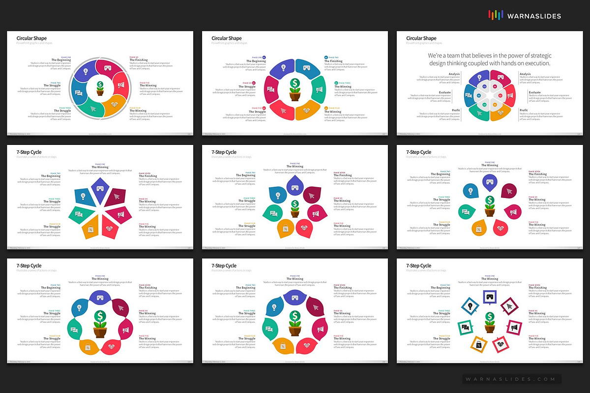 Cycle & Circles PowerPoint Templates, a Presentation Template by Warna Works (Photo 19 of 28)