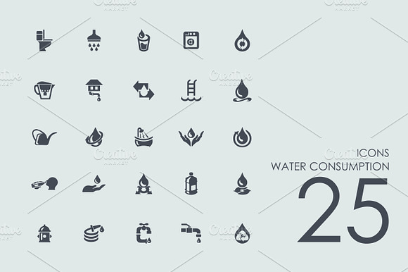 25 Water Consumption Icons