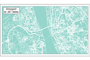 Liverpool England City Map in Retro, a Transportation Illustration by Booblgum (Thumbnail 2 of 8)