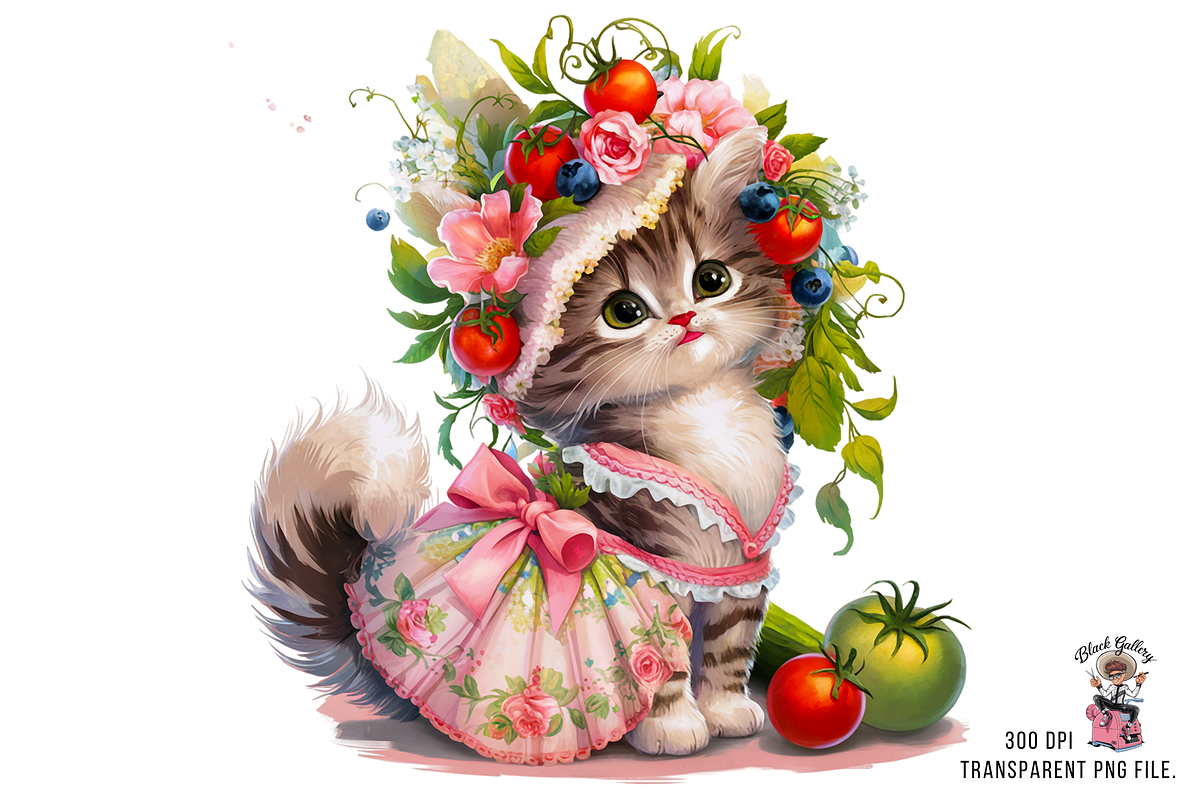 Vegetables Gardener Cat PNG Bundle, a Graphic by Clipart Bloom (Photo 9 of 13)