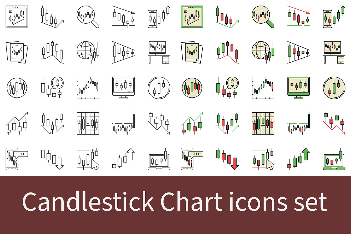 Candlestick Chart icons set, an Icon by VenomousVector