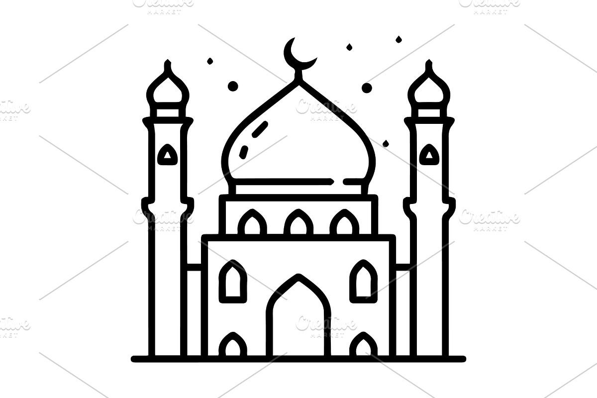 Minimalist mosque illustration icon, an Outline Icon by Nurlan's shop (Photo 1 of 2)