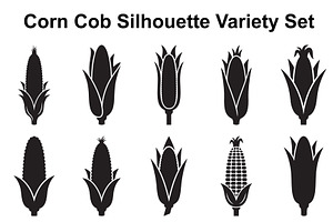 Fresh Corn Cob Silhouette Variety, an Object Graphic by Designer_Momina