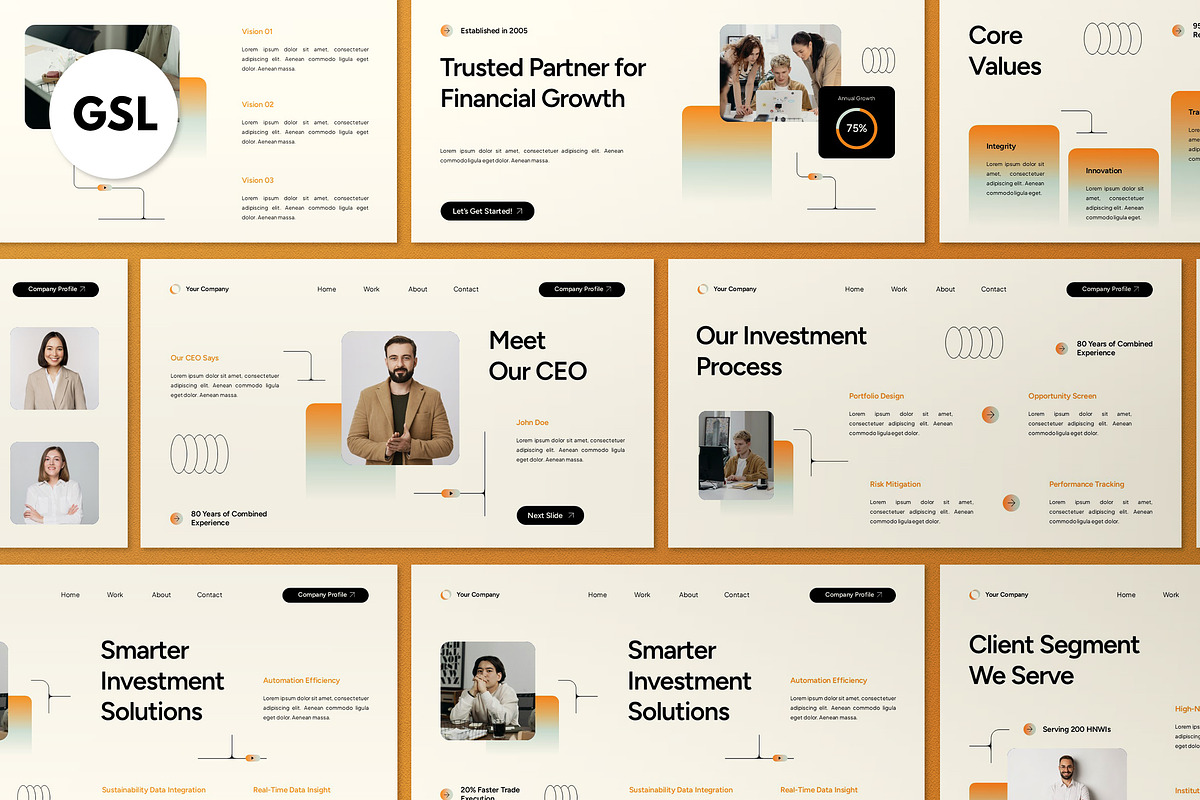 Orange Company Profile Google Slide, a Presentation Template by graphicook (Photo 1 of 4)