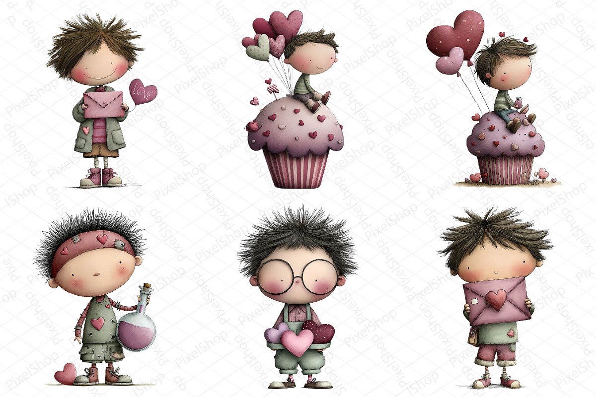 Quirky Valentine Boy Clipart, an Illustration by DreamPrint404 (Photo 3 of 6)