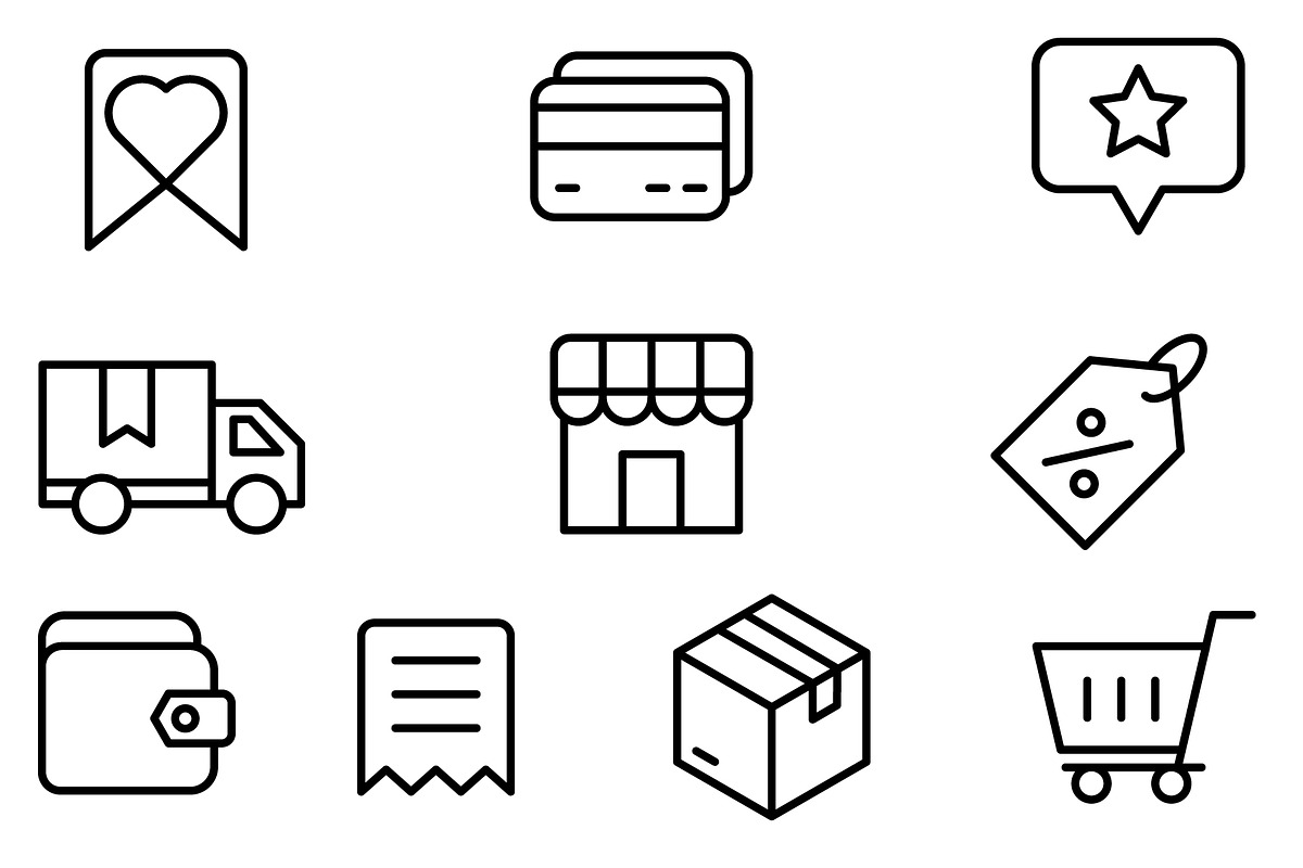 E-Commerce Icon Pack (10) SVG + PNG, an Outline Icon by soglamun