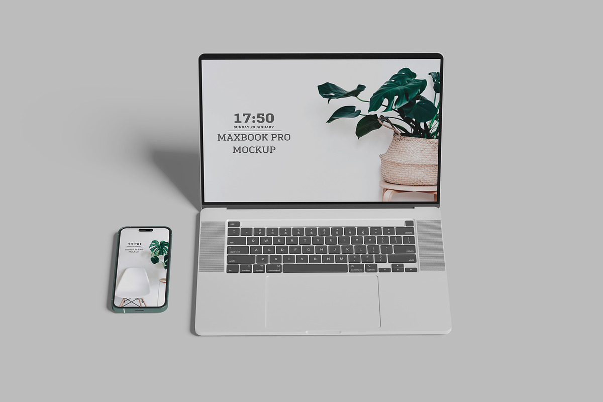 Macbook pro & iPhone 14 Pro mockup, a Mac Mockup by mahhyud (Photo 2 of 11)