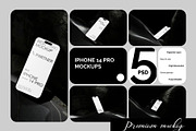 Black iPhone 14 Pro Mockups, an iPhone Mockup by PremiumMockup (Thumbnail 1 of 6)