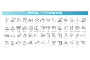 Emergency evacuation vector icon set, an Object Illustration by Tettygreen