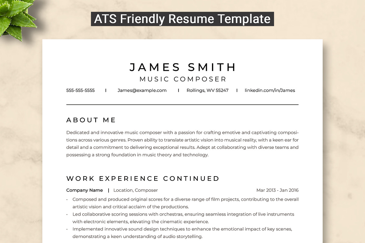 Music Composer Resume Template