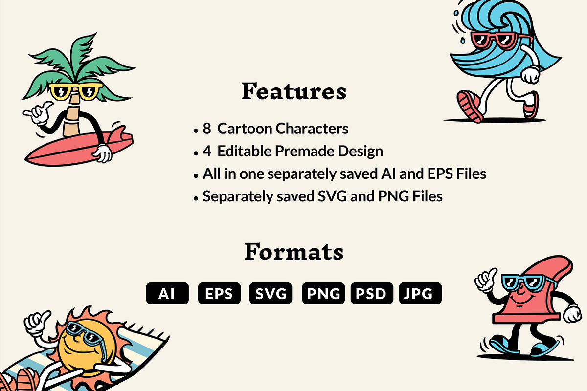 Surf Cartoon Set, a Graphic by cd-design.co (Photo 6 of 7)